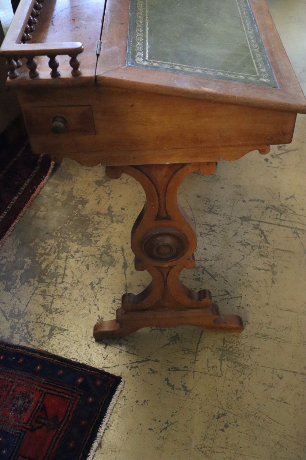 A 19th century Continental mahogany desk, width 80cm, depth 52cm, height 85cm